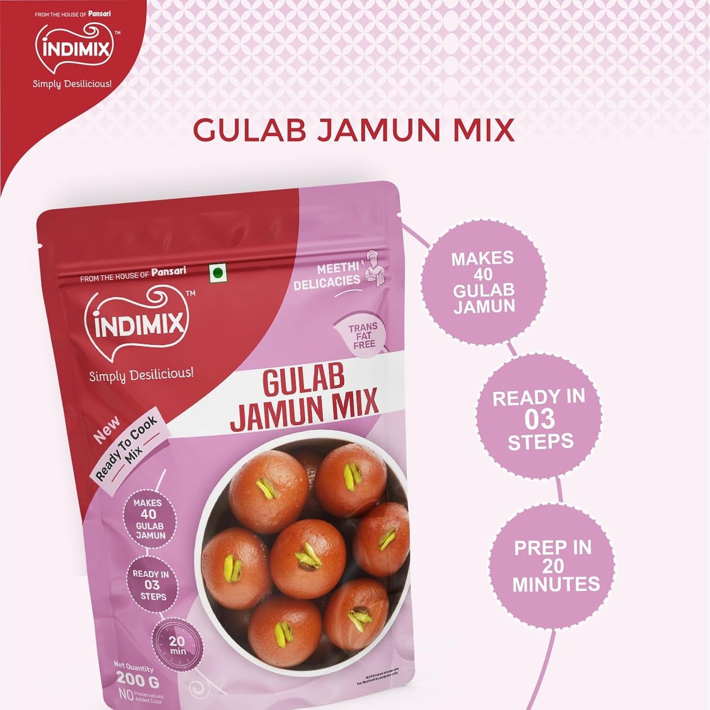 Pansari Indimix Gulab Jamun 200g