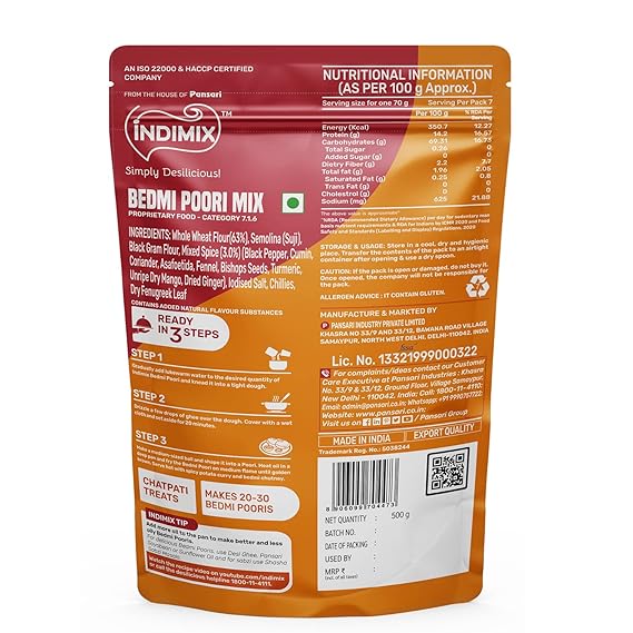 Pansari Indimix bedmi poori 500g