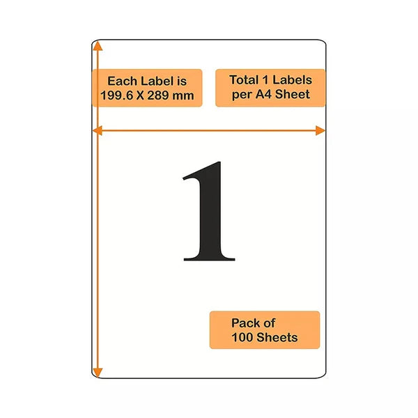 ODDY A4 LABEL SHEETS | ST-1A4100 | 100Sheets | 210x297mm | 1N
