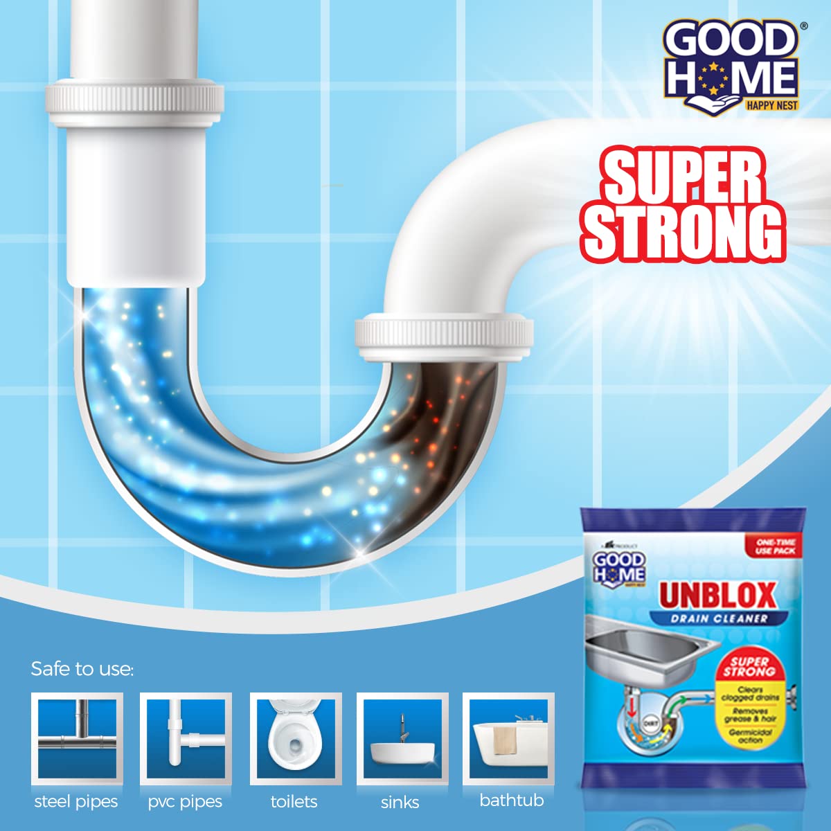 Good Home Unblox Drain Cleaner (50g x 3+1Free)