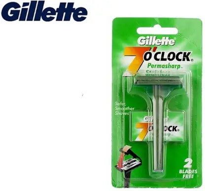 Gillette 7 O'Clock Permasharp Stainless Razor  (1N + 2Blades Free)
