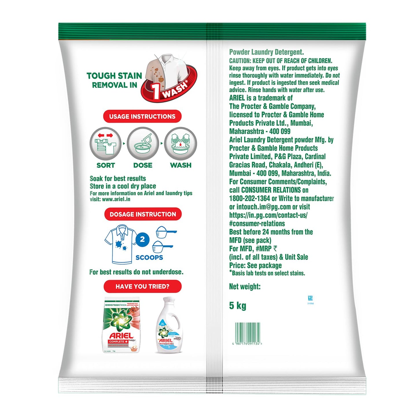 Arial Perfectwash | Tough Stain Removal | 5kg