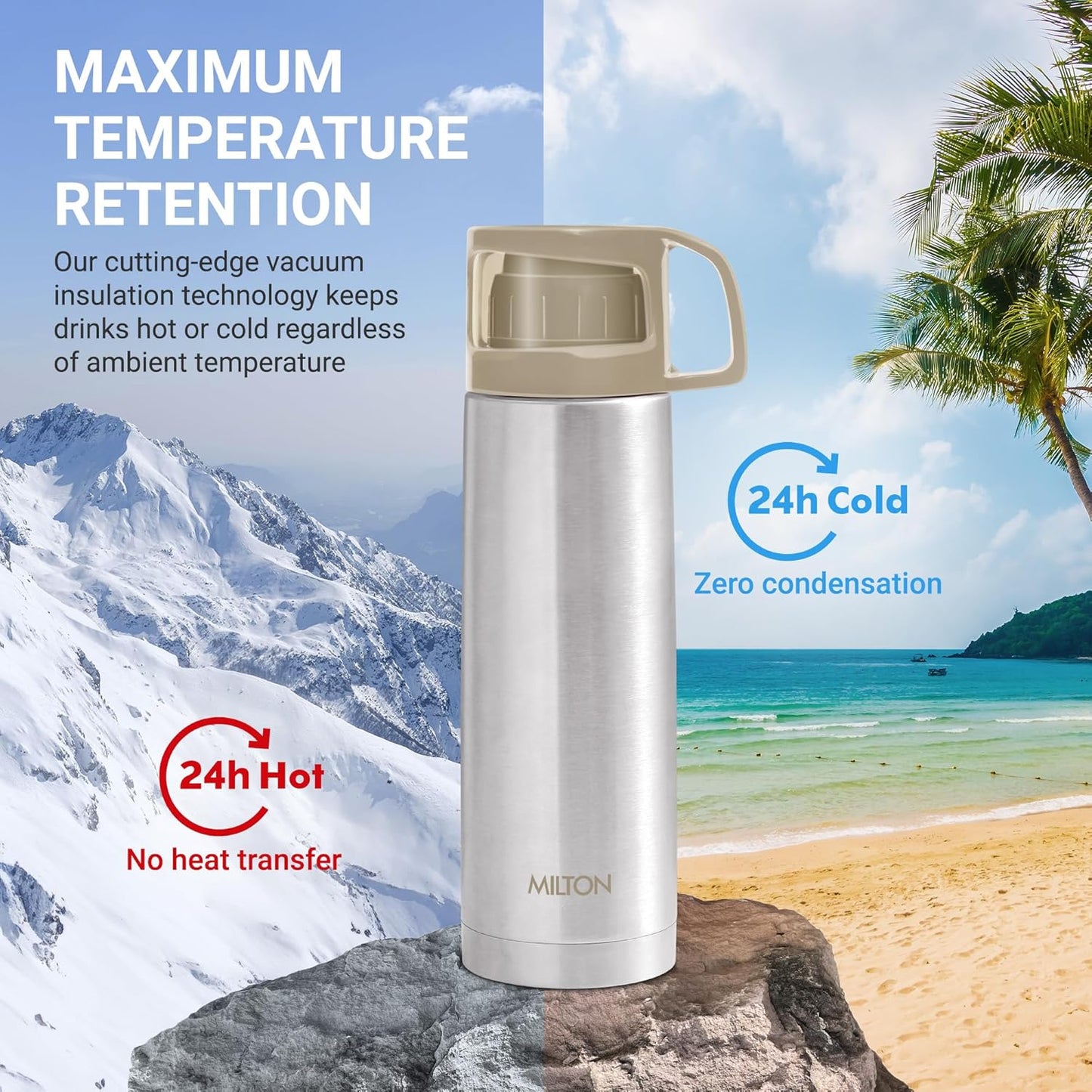 Milton Glassy 1000 Thermosteel Bottle | Vacuum Insulated Flask 1U | 1L