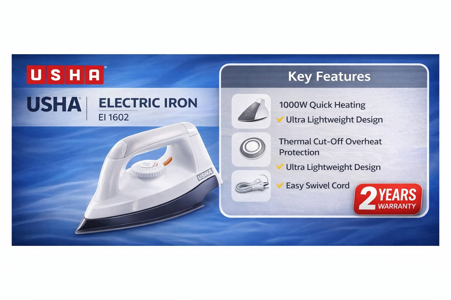Usha Electric Iron EL1602 1000W