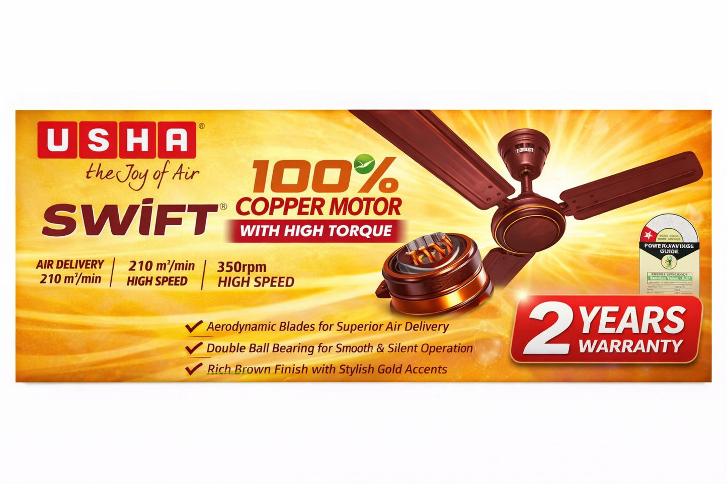Usha Ceiling Fan Shift 46W 1200MM