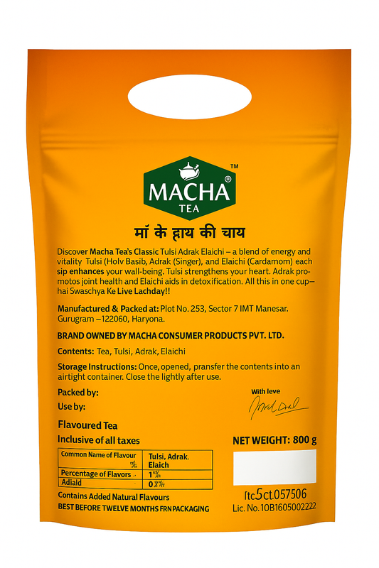 Macha Tea Classic Tulsi Adrak Elaichi 800G