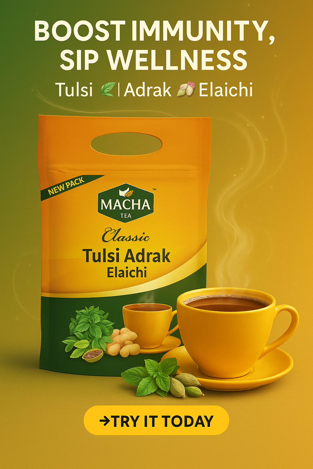 Macha Tea Classic Tulsi Adrak Elaichi 800G