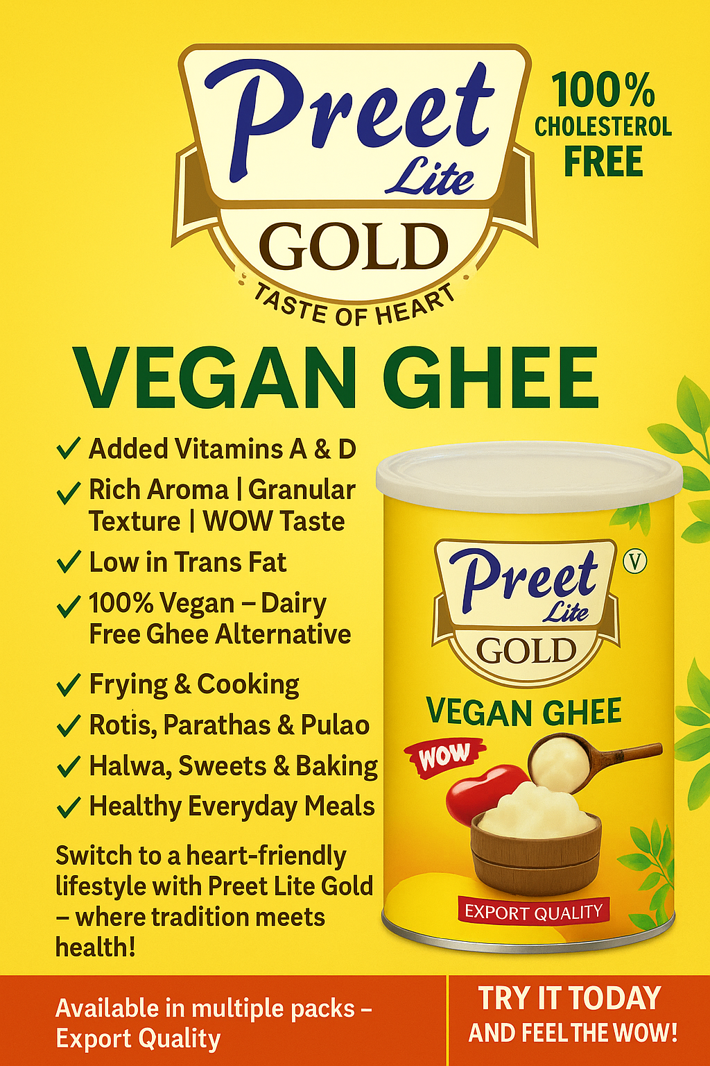 Preet Lite Gold - Vegan Ghee 1 L