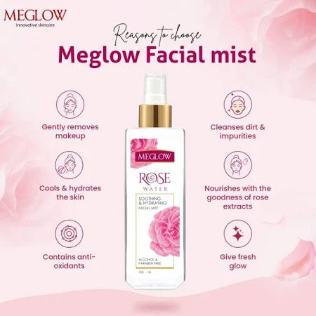 Meglow Rose Water | Soothing & Hydrating | 100ml