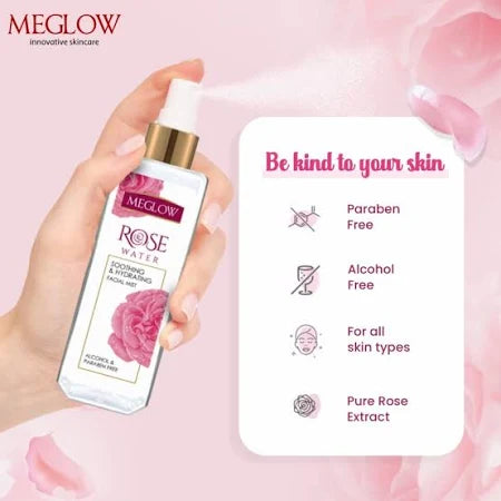 Meglow Rose Water | Soothing & Hydrating | 100ml